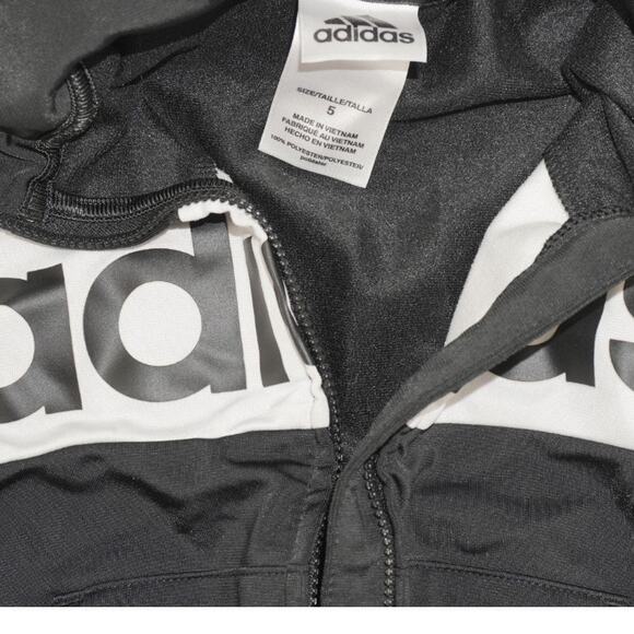 Adidas Kids Black & White 3-Stripe Track Jacket Size 5 - Picture 4 of 5